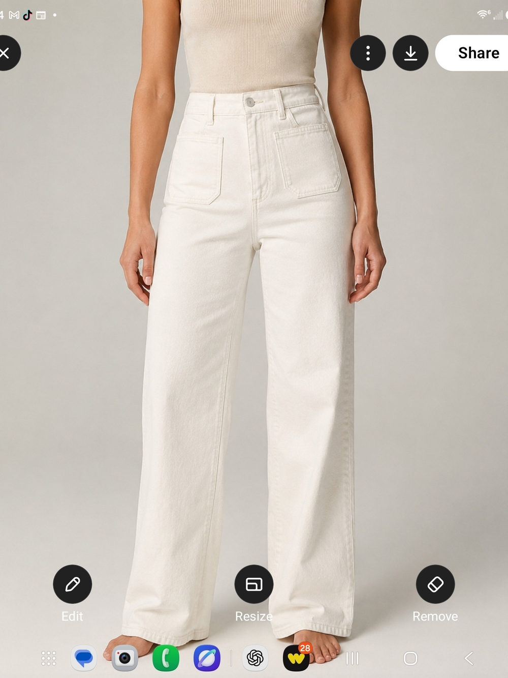 J. Crew Cream High-Rise Wide-Leg Jeans Size 25